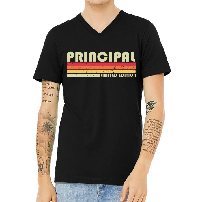 PRINCIPAL Funny Job Title Profession Birthday Worker Idea V-Neck T-Shirt