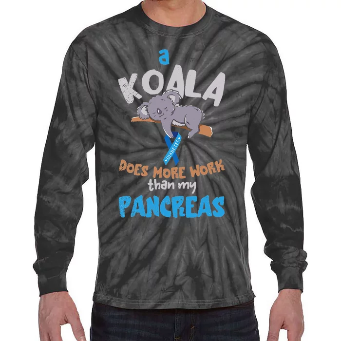 Pancreas Funny Koala Pancreas Diabetes Awareness Diabetic Tie-Dye Long Sleeve Shirt