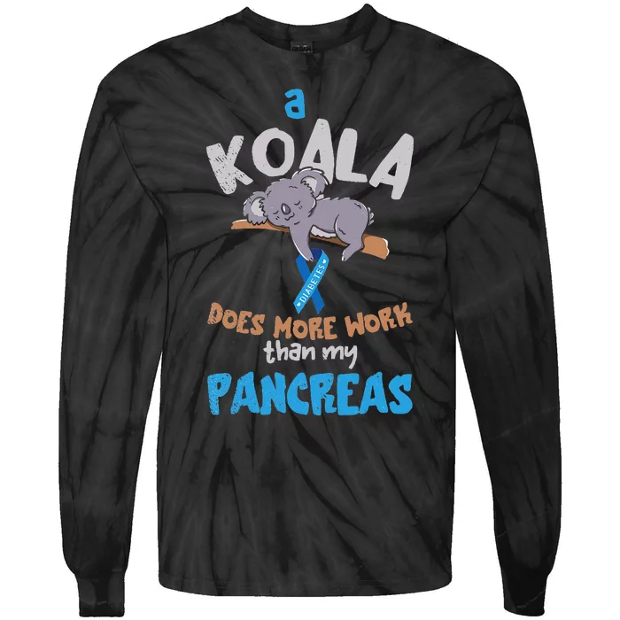 Pancreas Funny Koala Pancreas Diabetes Awareness Diabetic Tie-Dye Long Sleeve Shirt