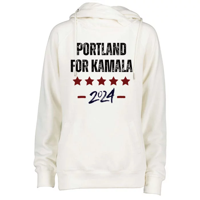 Portland For Kamala 2024 Dnc Kamala Harris Supporter Womens Funnel Neck Pullover Hood