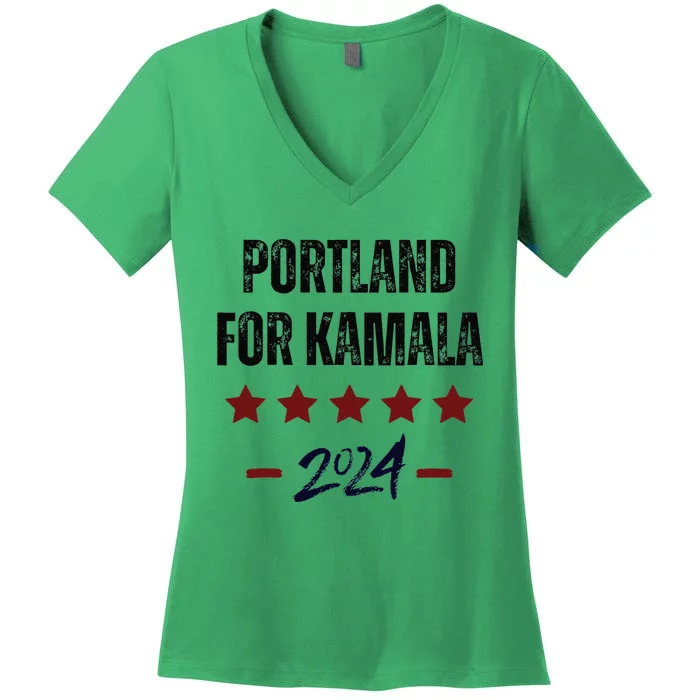 Portland For Kamala 2024 Dnc Kamala Harris Supporter Women's V-Neck T-Shirt