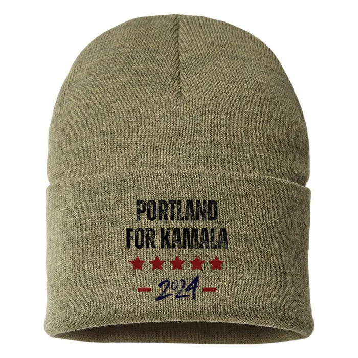 Portland For Kamala 2024 Dnc Kamala Harris Supporter Sustainable Knit Beanie