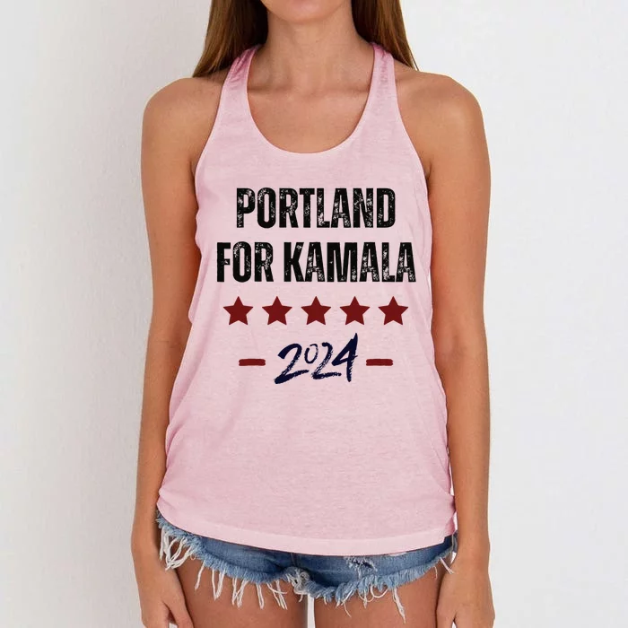 Portland For Kamala 2024 Dnc Kamala Harris Supporter Women's Knotted Racerback Tank