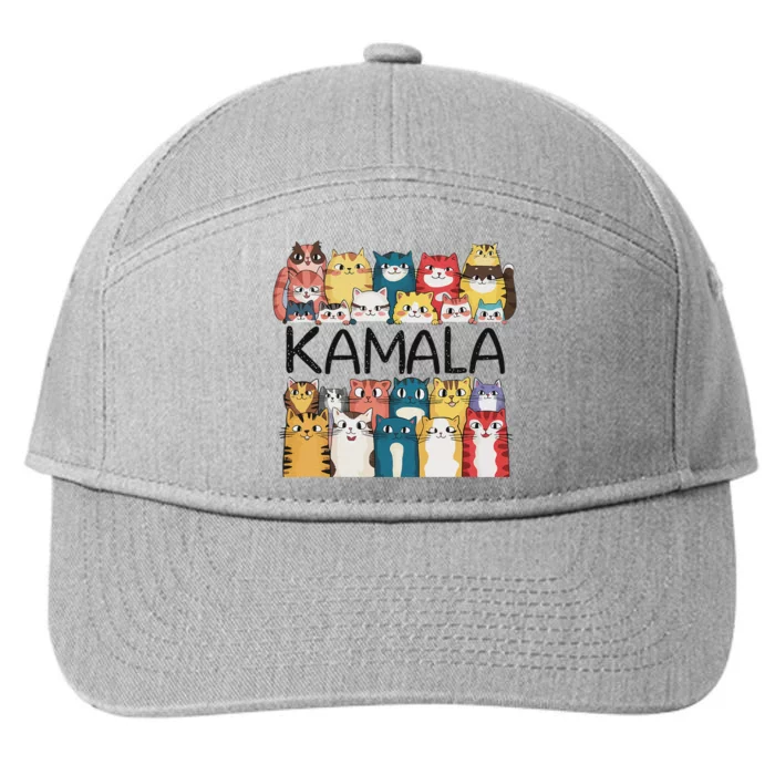 Positive Funny Kamala Harris Cat Lettering Design 7-Panel Snapback Hat