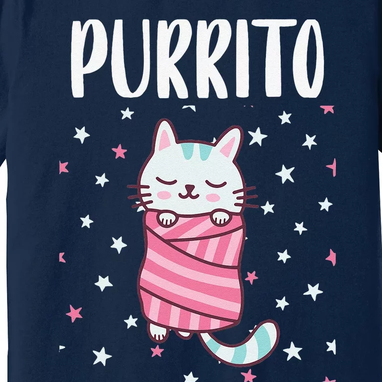 Purrito Funny Kawaii Cat In A Burrito Kitty Kat Mexican Food Premium T-Shirt