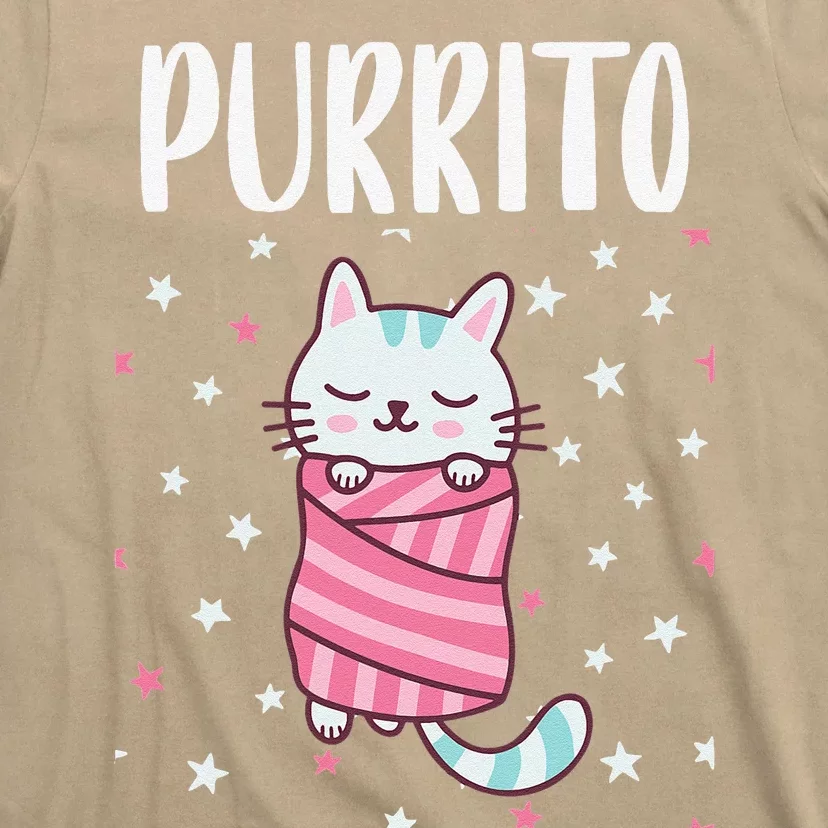 Purrito Funny Kawaii Cat In A Burrito Kitty Kat Mexican Food T-Shirt