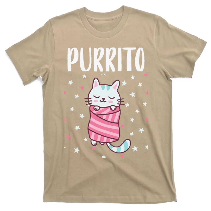 Purrito Funny Kawaii Cat In A Burrito Kitty Kat Mexican Food T-Shirt