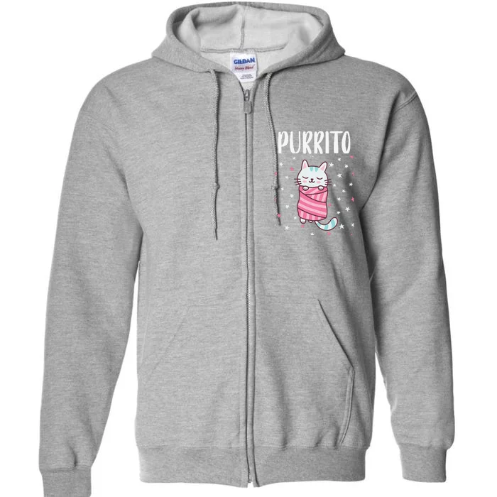 Purrito Funny Kawaii Cat In A Burrito Kitty Kat Mexican Food Full Zip Hoodie