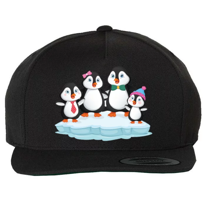 Penguin Family Love Gift Christmas Birthday Gift Wool Snapback Cap