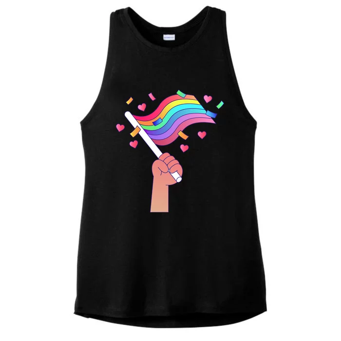 Pride Flag Lgbtq Love Gift Ladies Tri-Blend Wicking Tank