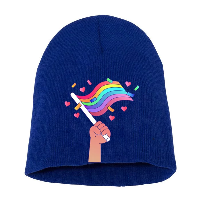 Pride Flag Lgbtq Love Gift Short Acrylic Beanie