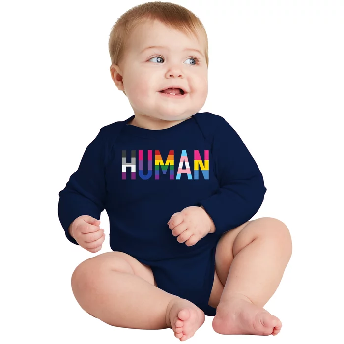 Pride Flags Lgbtq That Says Hu Gift Baby Long Sleeve Bodysuit