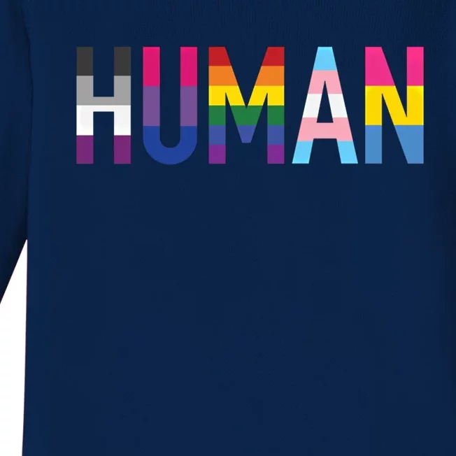 Pride Flags Lgbtq That Says Hu Gift Baby Long Sleeve Bodysuit