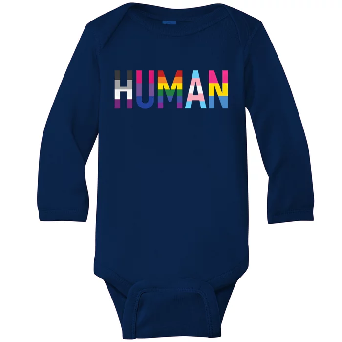 Pride Flags Lgbtq That Says Hu Gift Baby Long Sleeve Bodysuit