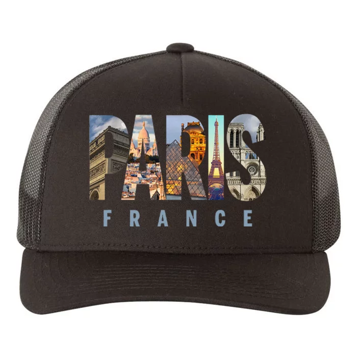 Paris France Landmarks Yupoong Adult 5-Panel Trucker Hat