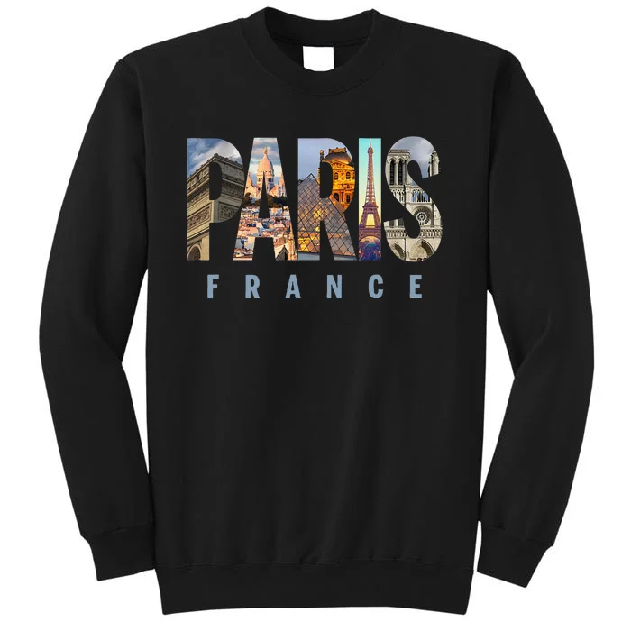 Paris France Landmarks Tall Sweatshirt