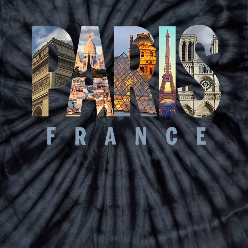 Paris France Landmarks Tie-Dye T-Shirt