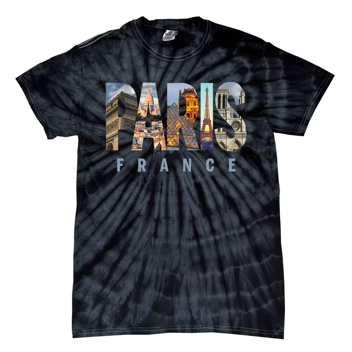 Paris France Landmarks Tie-Dye T-Shirt