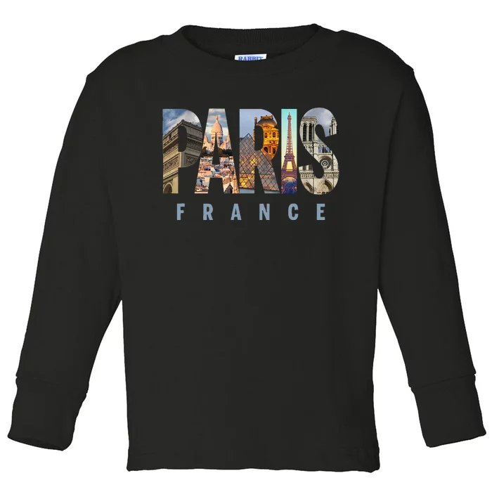 Paris France Landmarks Toddler Long Sleeve Shirt