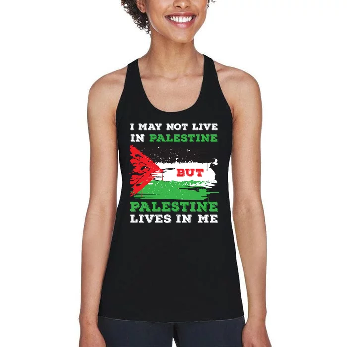 Palestine Flag Lives In Me. Free Palestine Gaza Palestinians Women's Racerback Tank