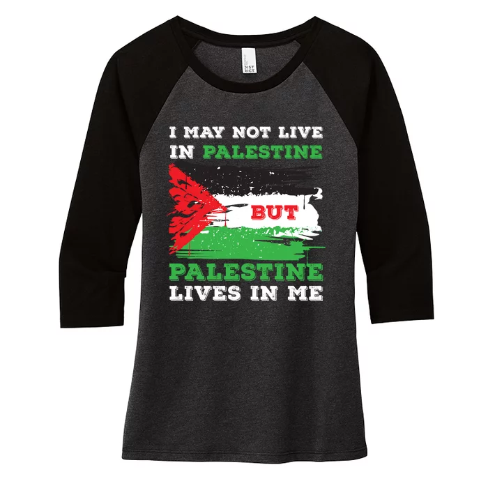 Palestine Flag Lives In Me. Free Palestine Gaza Palestinians Women's Tri-Blend 3/4-Sleeve Raglan Shirt