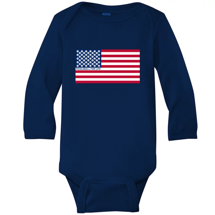 Pickleball For Life Flag Pickleball Flag Baby Long Sleeve Bodysuit