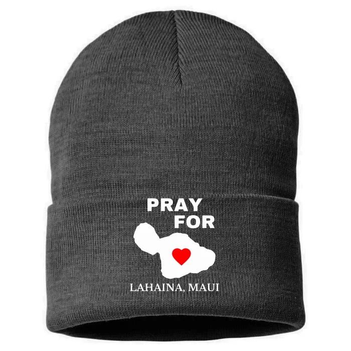 Pray For Lahaina Maui Hawaii Strong Gift Wildfire Support Sustainable Knit Beanie