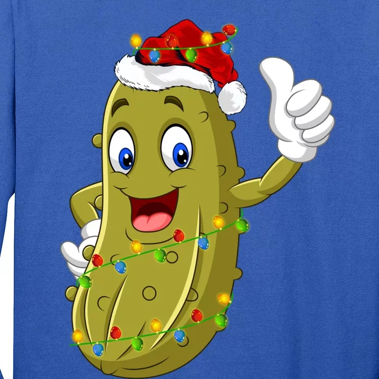 Pickle Fruit Lover Xmas Santa Hat Pickle Christmas Gift Long Sleeve Shirt