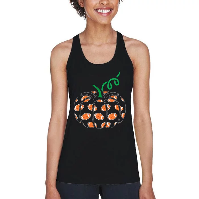 Pumpkin Football Lazy Halloween Costume Cool Sport Women's Racerback Tank