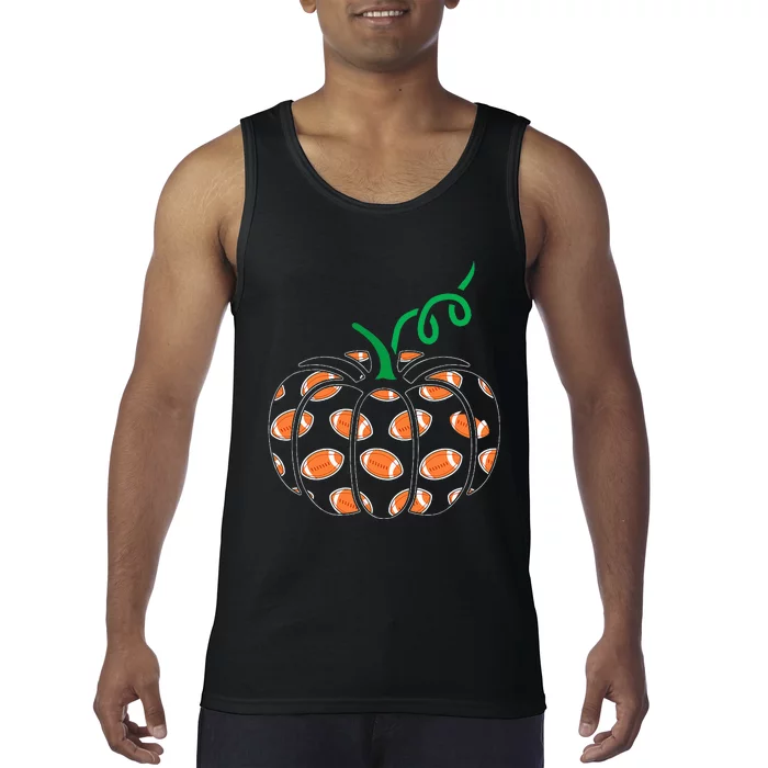 Pumpkin Football Lazy Halloween Costume Cool Sport Tank Top