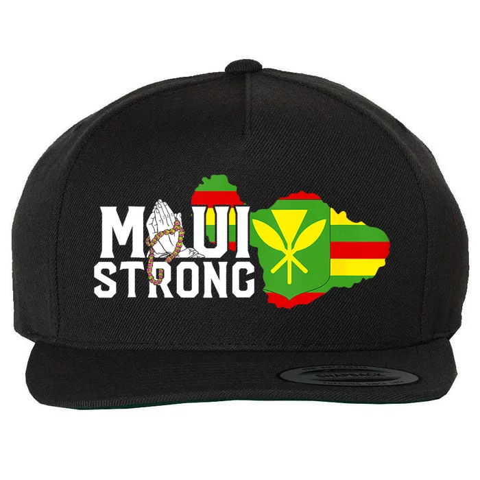 Pray For Maui Hawaii Strong We Stay With Maui Wool Snapback Cap