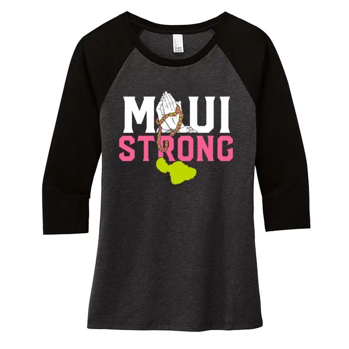 Pray For Maui Hawaii Strong Women's Tri-Blend 3/4-Sleeve Raglan Shirt