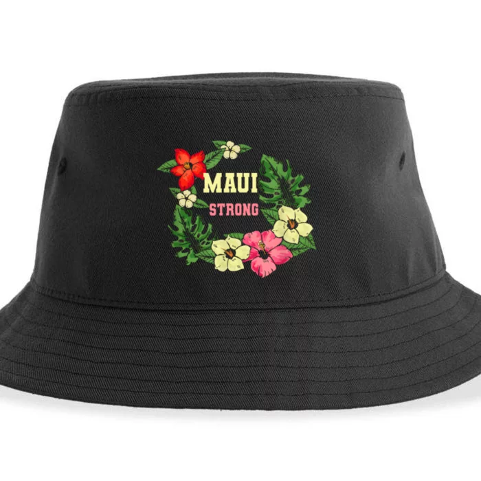 Pray For Maui Hawaii Strong Lahaina Hawaiian Floral Sustainable Bucket Hat