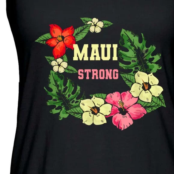 Pray For Maui Hawaii Strong Lahaina Hawaiian Floral Ladies Essential Flowy Tank