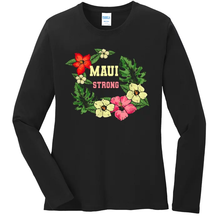 Pray For Maui Hawaii Strong Lahaina Hawaiian Floral Ladies Long Sleeve Shirt