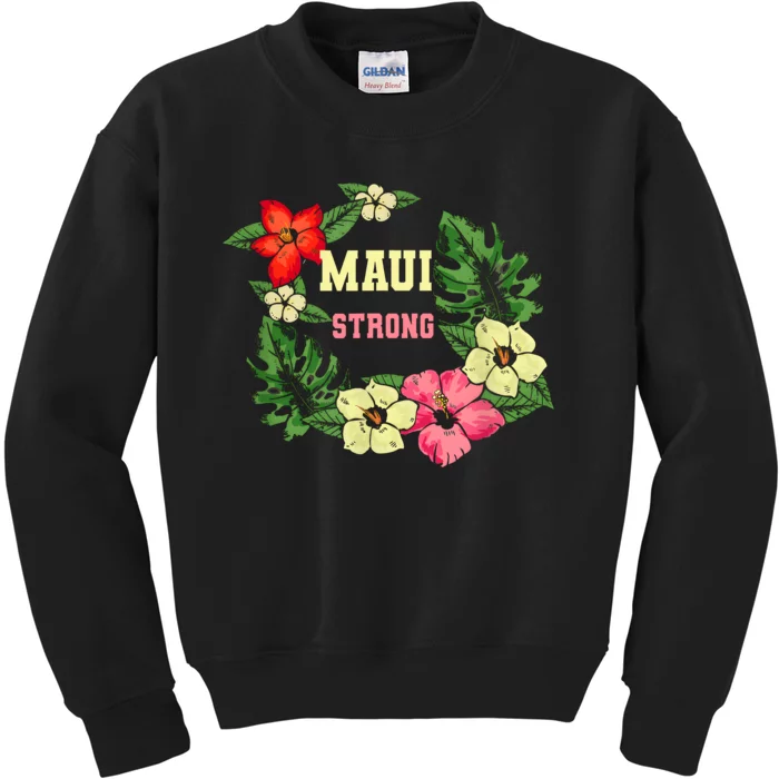 Pray For Maui Hawaii Strong Lahaina Hawaiian Floral Kids Sweatshirt