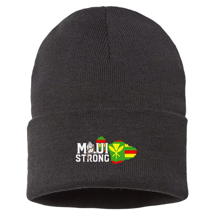 Pray For Maui Hawaii StrongFunny Cute Sustainable Knit Beanie