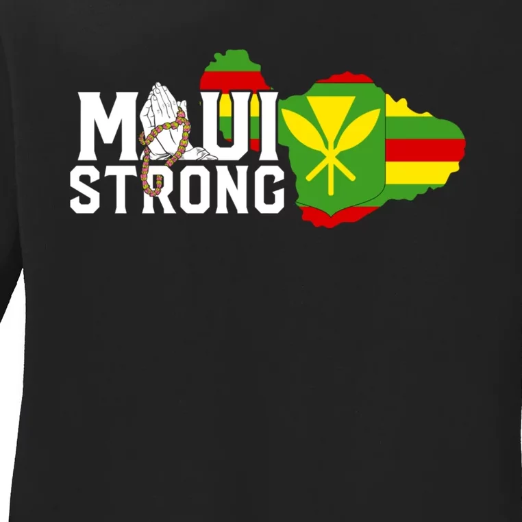 Pray For Maui Hawaii Strong Maui Wildfire Support Ladies Long Sleeve Shirt