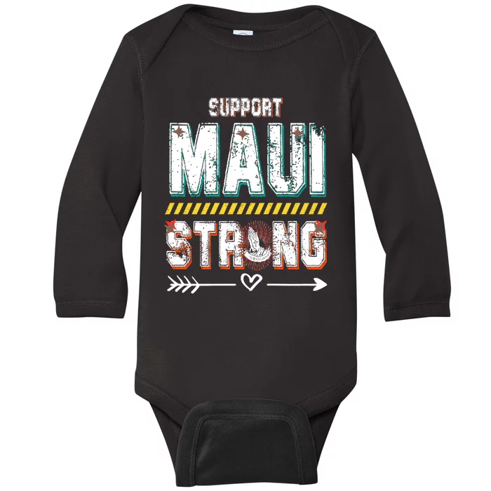 Pray For Maui Hawaii Strong Baby Long Sleeve Bodysuit