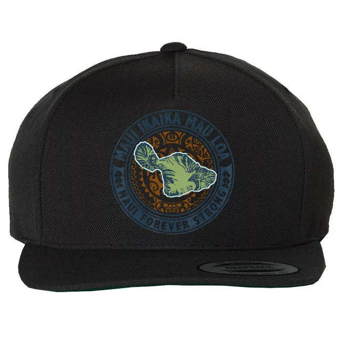 Pray For Maui Hawaii Strong Wool Snapback Cap