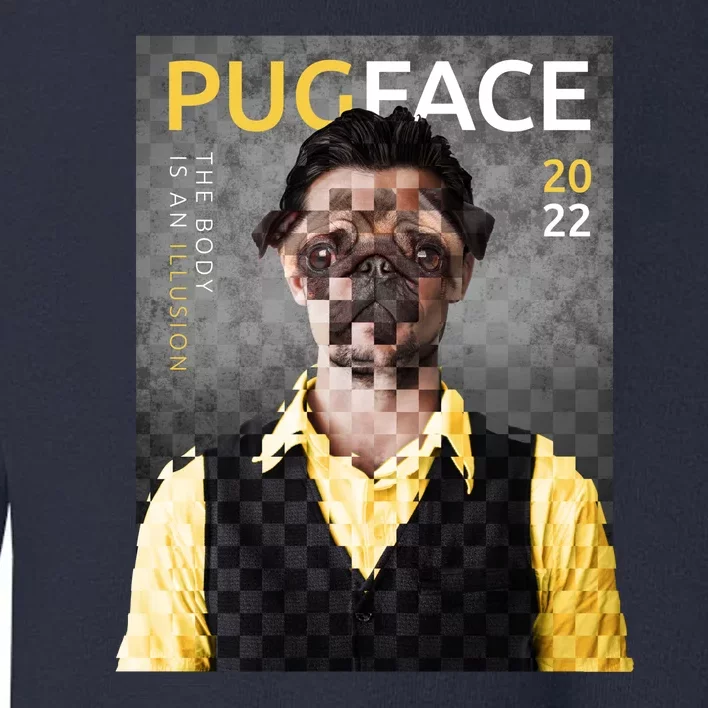 Pug Face Man Magazine Pixelated Toddler Sweatshirt