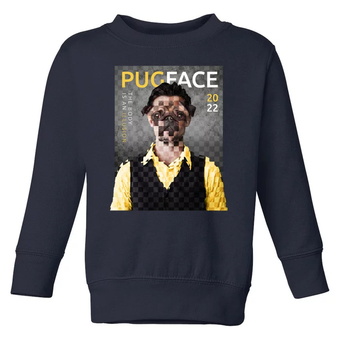 Pug Face Man Magazine Pixelated Toddler Sweatshirt