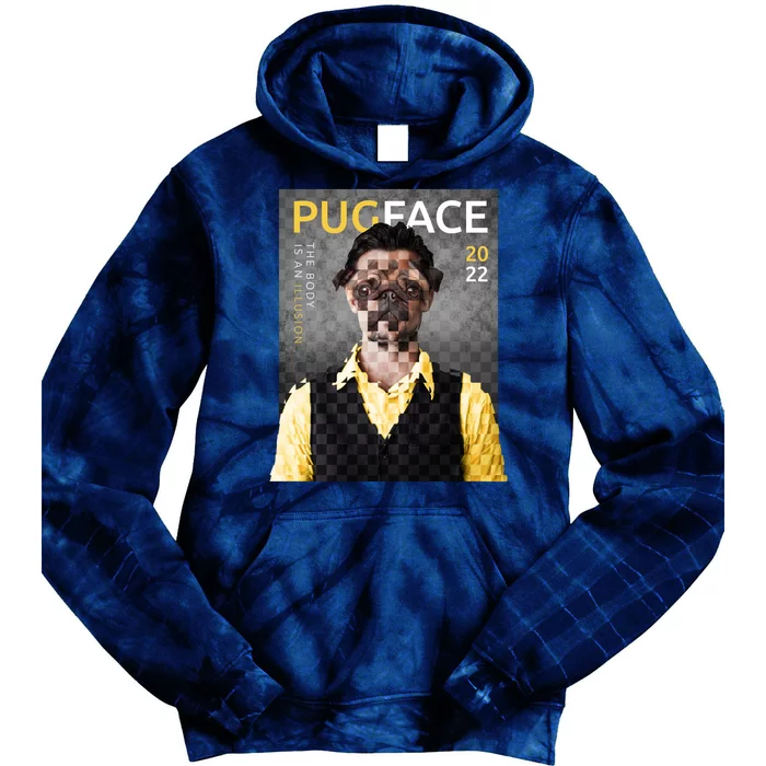 Pug Face Man Magazine Pixelated Tie Dye Hoodie