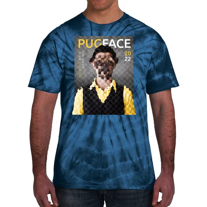 Pug Face Man Magazine Pixelated Tie-Dye T-Shirt