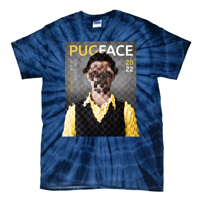 Pug Face Man Magazine Pixelated Tie-Dye T-Shirt