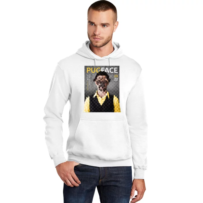 Pug Face Man Magazine Pixelated Hoodie