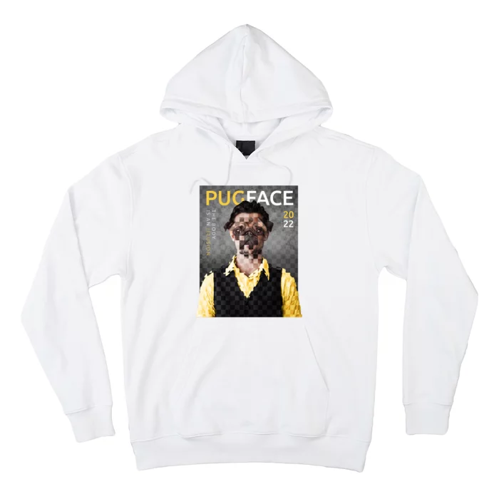 Pug Face Man Magazine Pixelated Hoodie