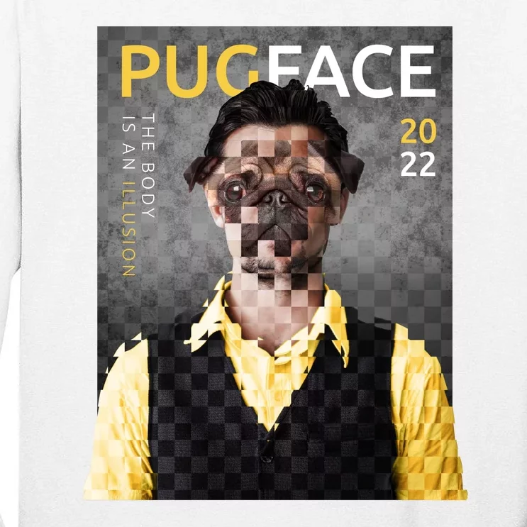 Pug Face Man Magazine Pixelated Tall Long Sleeve T-Shirt