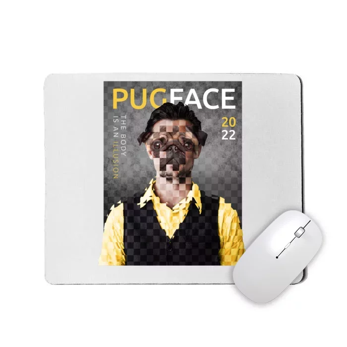 Pug Face Man Magazine Pixelated Mousepad