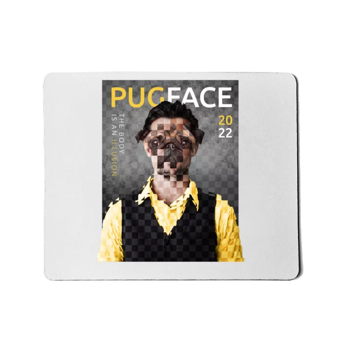 Pug Face Man Magazine Pixelated Mousepad